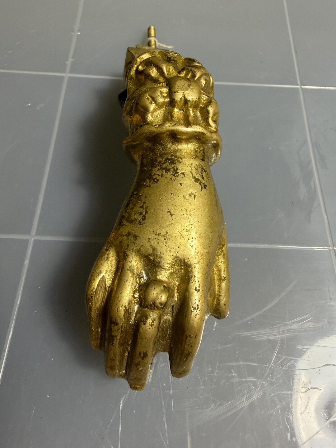 Hand Knocker Instruments Women Hand Knocker Brass Golden Finish Victorian Style Front Door Bell ...