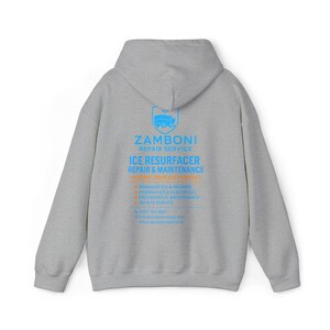 Sudadera con capucha del servicio de reparación de repavimentadoras de hielo Zamboni / Logotipo de mantenimiento de hielo imagen 4