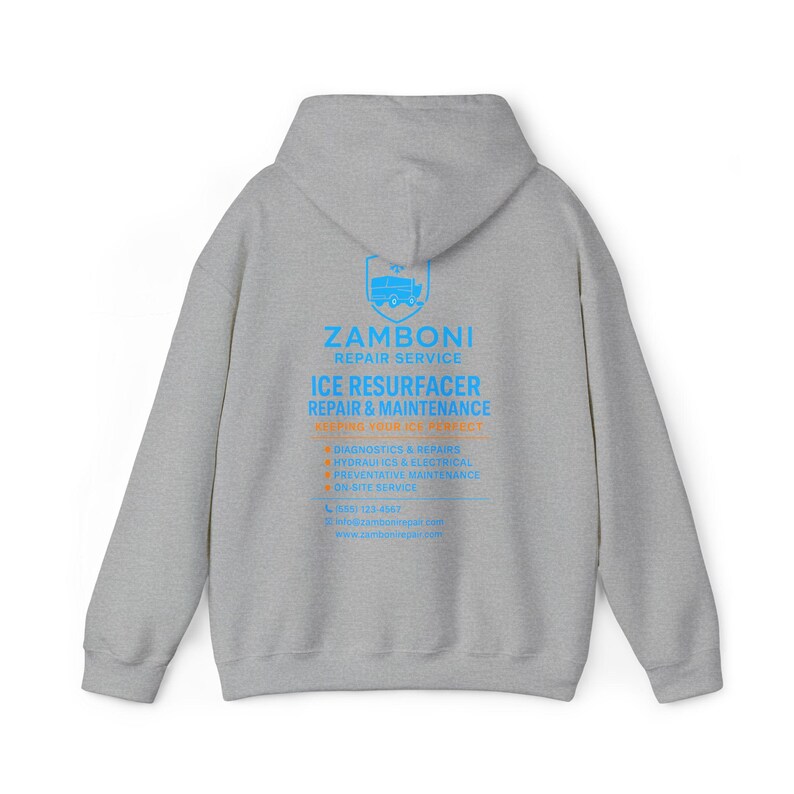 Sudadera con capucha del servicio de reparación de repavimentadoras de hielo Zamboni / Logotipo de mantenimiento de hielo imagen 4