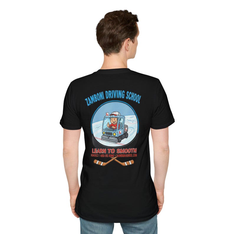 Zamboni Fahrschule T-Shirt | Hockey-Thema-T-Stück Bild 3