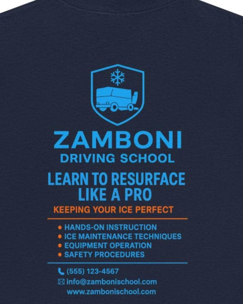 Zamboni Driving School Tee | Learn to Resurface Like a Pro, Ice Rink Shirt image 1