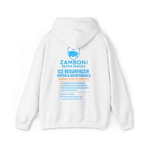 Sudadera con capucha del servicio de reparación de repavimentadoras de hielo Zamboni / Logotipo de mantenimiento de hielo imagen 2