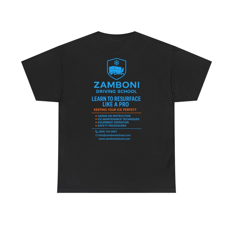 Zamboni Driving School Tee | Learn to Resurface Like a Pro, Ice Rink Shirt image 3