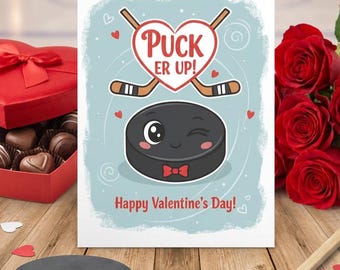 Ice hockey puck valentines card