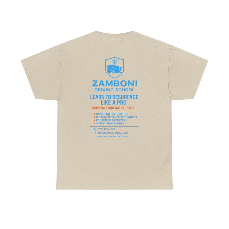 Zamboni Driving School Tee | Learn to Resurface Like a Pro, Ice Rink Shirt image 4