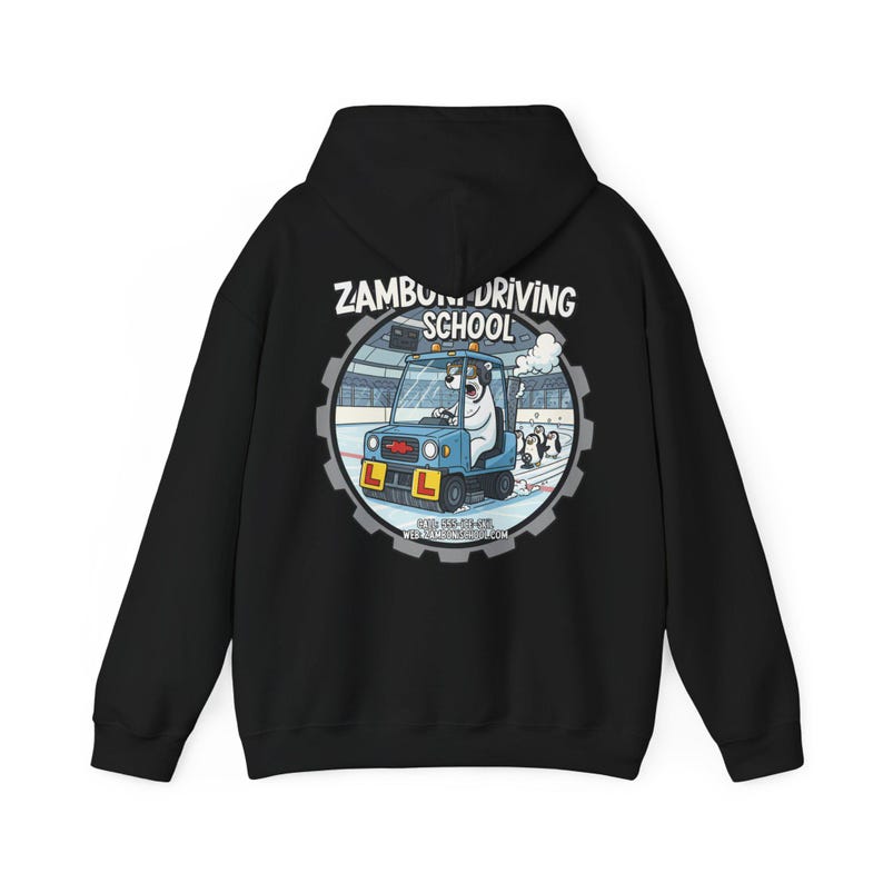 Zamboni Driving School Hoodie | Ice Rink Cartoon Zamboni Crew image 3