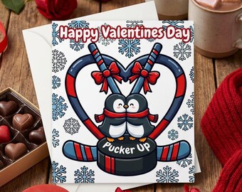 Eishockey Pinguin Pucker bis Valentinskarte
