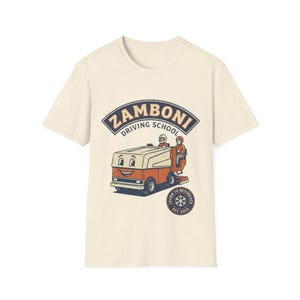 Zamboni Fahrschule T-Shirt | Retro Ice Arena Fahrzeug Grafik Bild 1