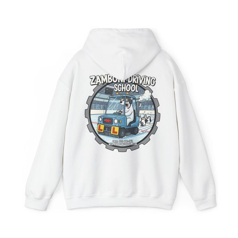 Zamboni Driving School Hoodie | Ice Rink Cartoon Zamboni Crew image 2