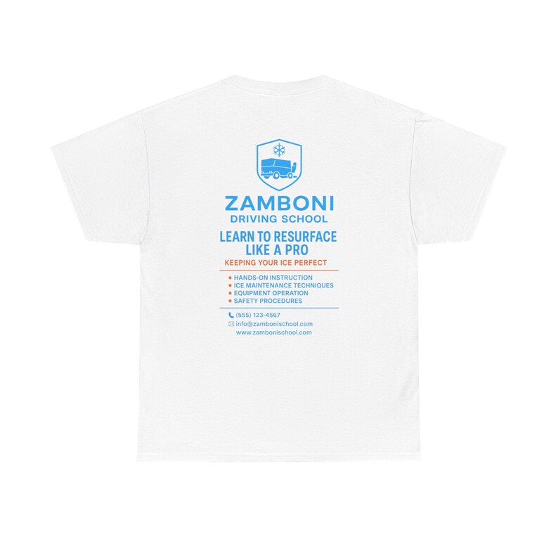 Zamboni Driving School Tee | Learn to Resurface Like a Pro, Ice Rink Shirt image 2