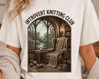 Camiseta del Club de Tejedores Introvertidos, Camiseta Acogedora Cottagecore para Amantes del Hilo