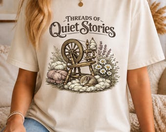 Camiseta estilo cottagecore con rueca, regalo para amantes del arte textil, camiseta vintage con estampado de hilo (impresión DTG)