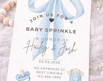 invitation bleue de saupoudrer de <br> Vous avez des idées ? Modèle de toile modifiable (téléchargement numérique)