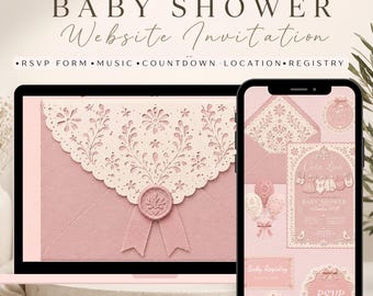 Cielito Lindo Baby Shower Website Invitation | Dusty Pink Floral Template (Digital Evite)