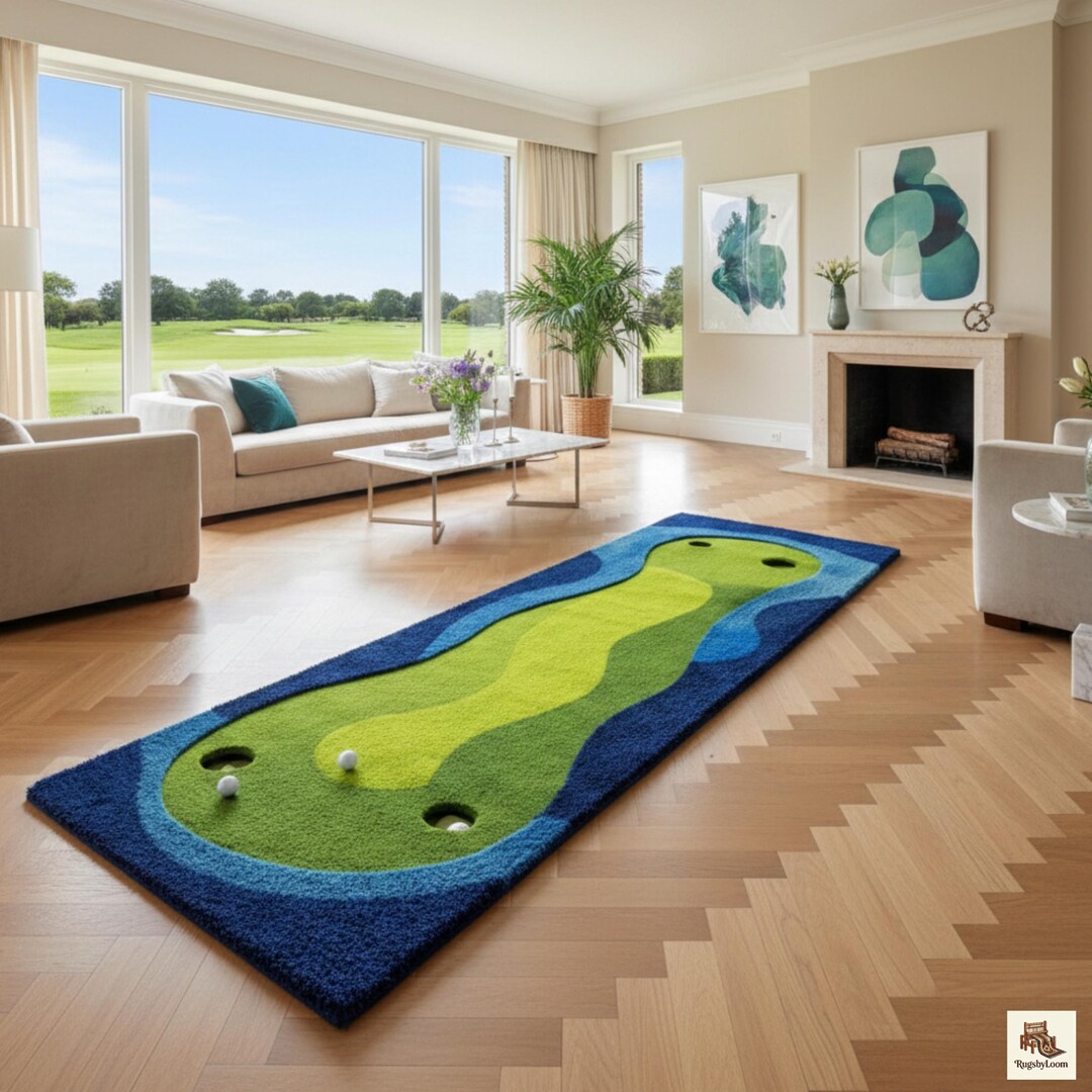 Golf Ramp Rug Hand-tufted Wool Golf Course Runner Rug, Putting Green Hallway Carpet ...