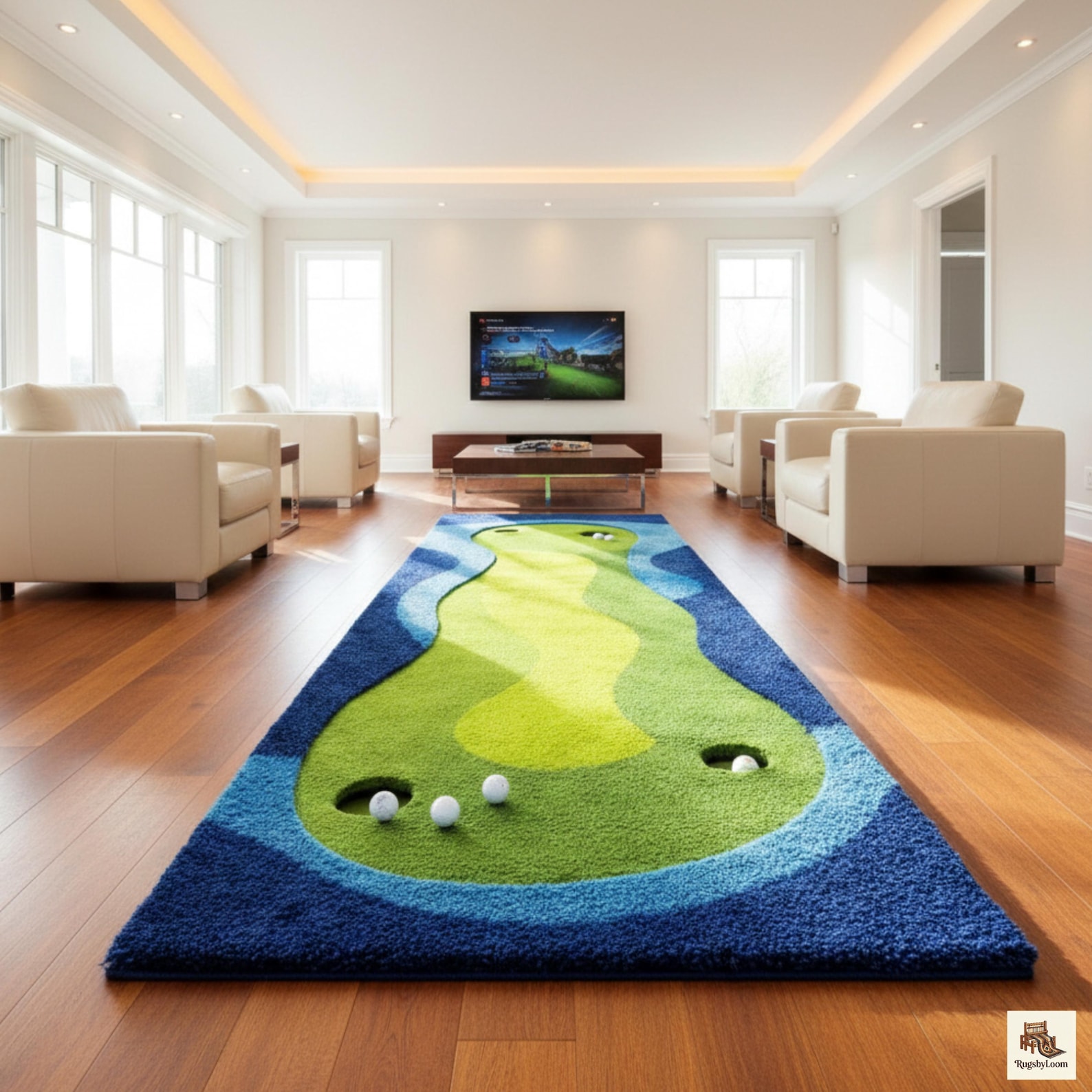 Golf Ramp Rug Hand-tufted Wool Golf Course Runner Rug, Putting Green Hallway Carpet ...