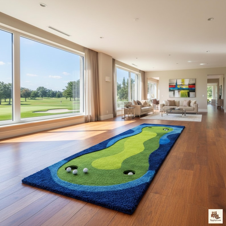 Golf Ramp Rug Hand-tufted Wool Golf Course Runner Rug, Putting Green Hallway Carpet ...