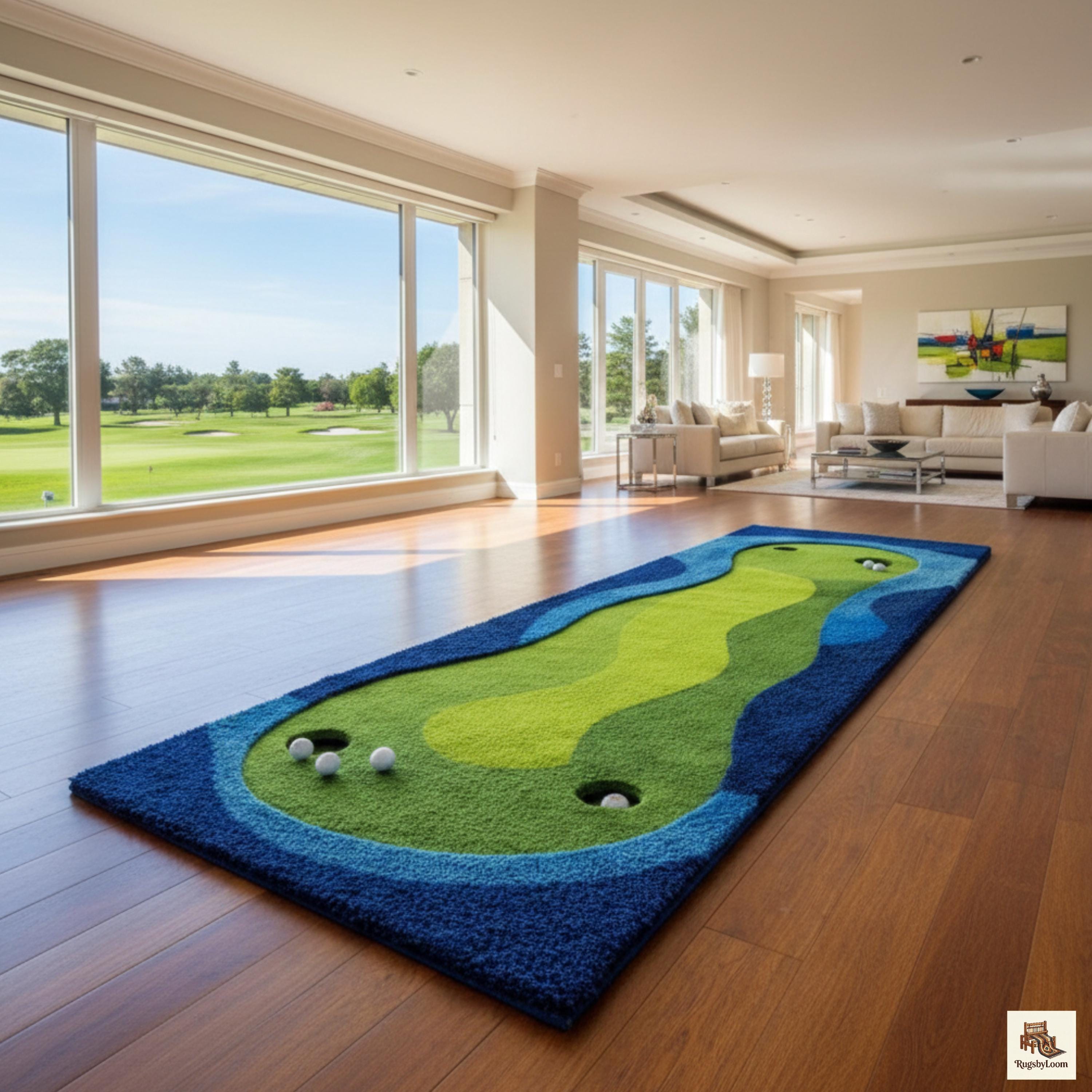Hand-tufted Wool Golf Course Runner Rug, Putting Green Hallway Carpet ...
