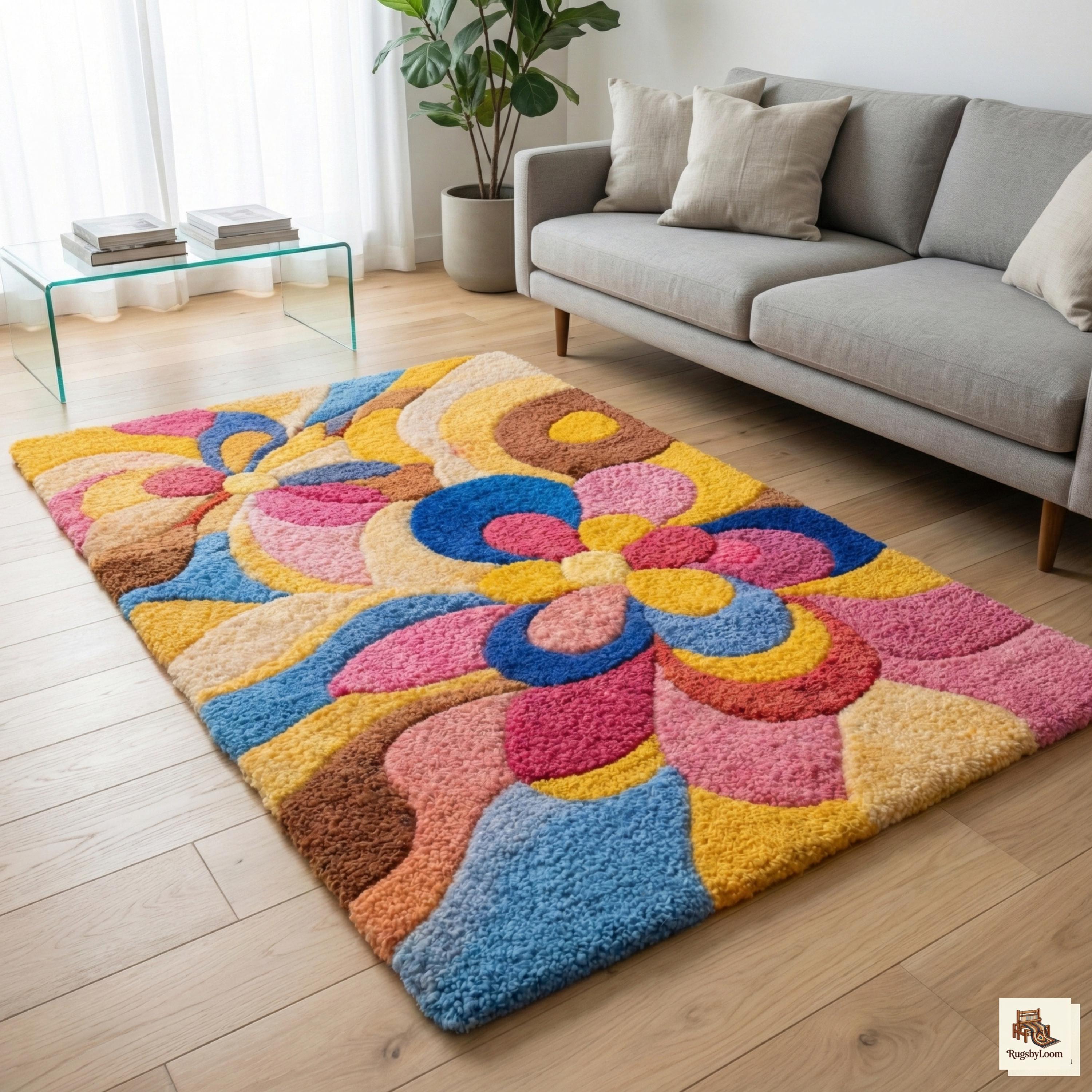 Hand Tufted Colorful Wool Rug, Modern Abstract Area Rug, 3D Textured ...