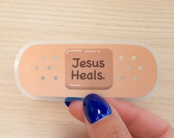 Jesus Heals Bandaid Sticker – Waterproof Vinyl Decal (3x3in)