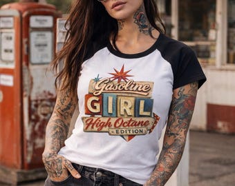 Women’s micro rib raglan gasoline girl bowl  baby tee