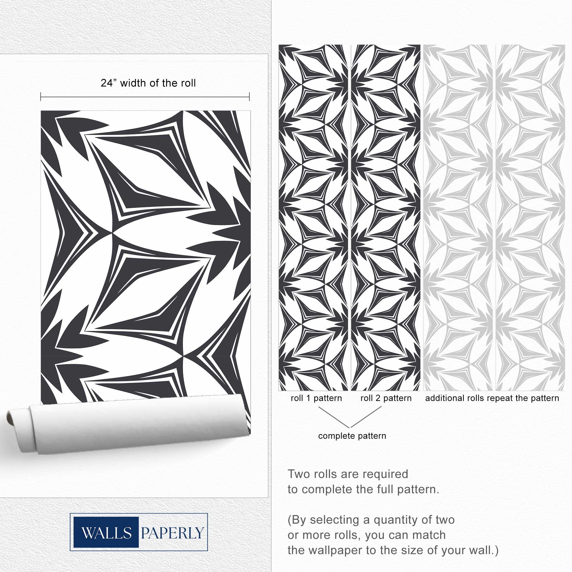 Black and White Abstract Star Pattern Wallpaper - Etsy