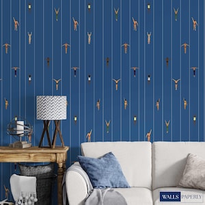 Navy blue swim pattern wallpaper Swimmers in dark pool wall mural