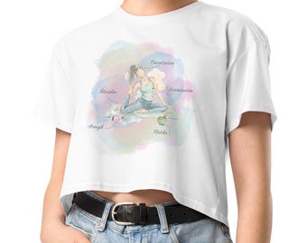 Einzigartiges ästhetisches Workout-Crop-Top - Aquarell Yoga & Gym Grafik-T-Shirt - Premium gekämmte Baumwolle Pilates-Shirt