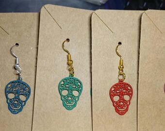 Sugar skull filigree earrings