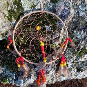 Fire red beaded decorative dreamcatcher