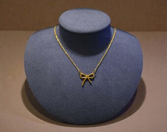 Golden Bow Connector Charm on 18" Cable Chain