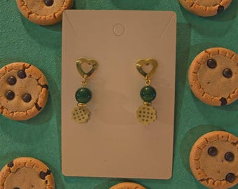 It's Cookie Time Green and Golden Dangle Earrings