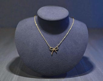 Silver Bow Connector Charm on 18" Cable Chain