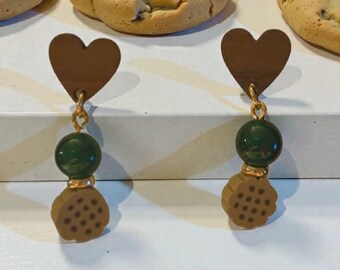 It's Cookie Time Wooden Heart Dangle Earrings