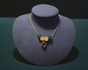 It's Cookie Time - Cookie Lover's Green and Golden Necklace