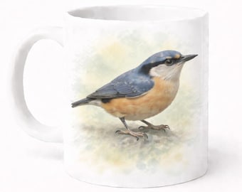 Nuthatch Watercolor Mug - Ceramic, Dishwasher & Microwave Safe