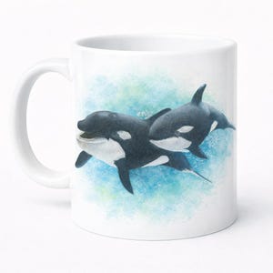 Kubek Orca: Nadmorskie akwarele (ceramika 11 uncji, nadaje się do mikrofalówki)