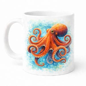 Octopus Mug: Artistic Marine Design (11oz Ceramic, Dishwasher Safe)