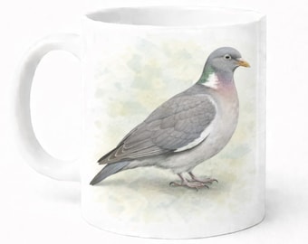 Ceramic Coffee Mug: Wood Pigeon Watercolour - Dishwasher Safe