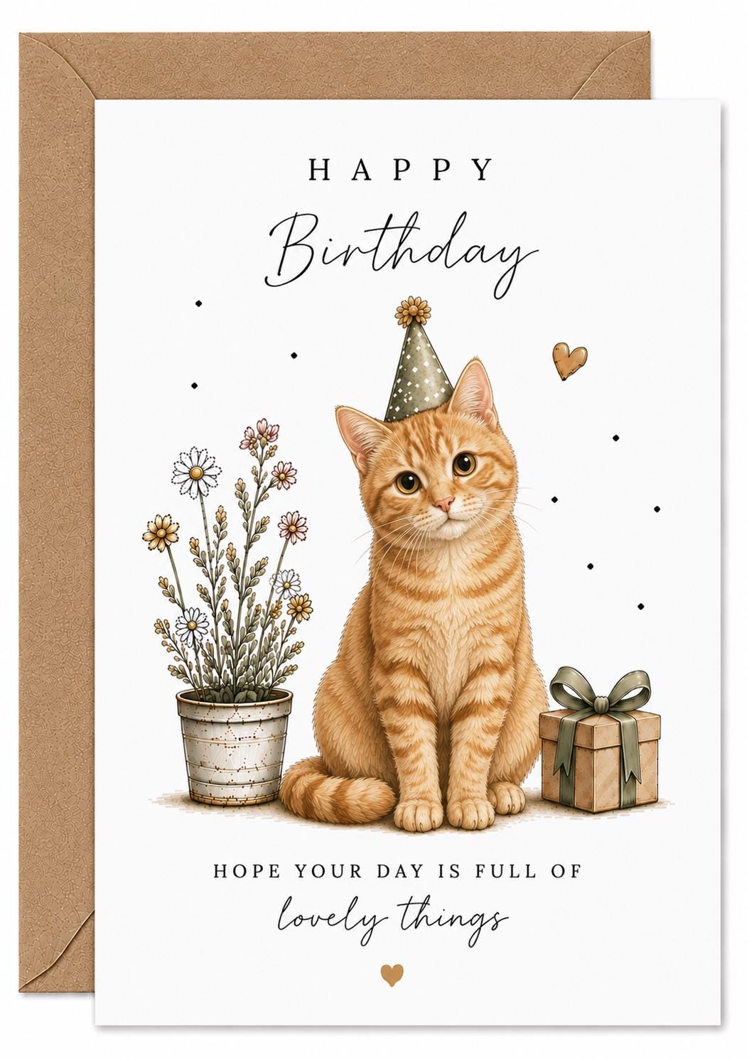 Ginger Tabby Cat Birthday Card | Illustrated Animal Greeting Card (A6 ...