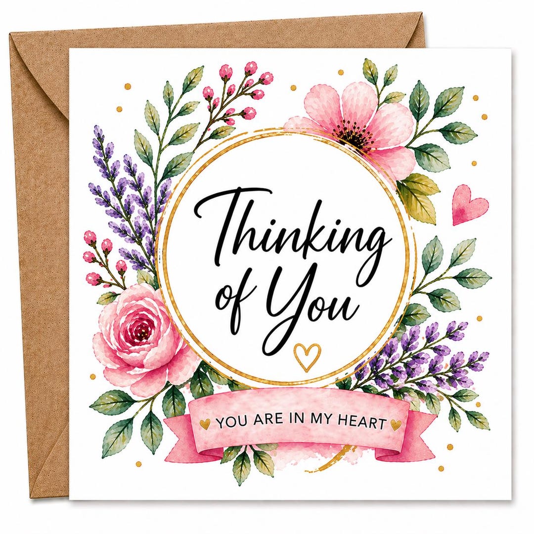 Thinking of You Card, Sympathy Card, Miss You Card, Floral Support Card ...