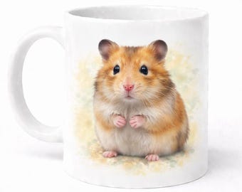 Hamster Mug: Adorable Watercolor Design - Lightweight Ceramic