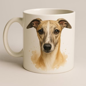 Whippet Kaffeetasse: Aquarell Hund Kunst - Spülmaschinen- & Mikrowellenfest
