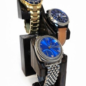 Wood Watch Stand 3 Tier, Men's, Handmade Heavy Burn