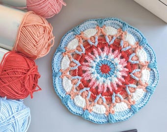 Mandala Untersetzer Häkelanleitung: Flying Apsaras Design (PDF Download)