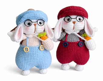Crochet Beret Bunny Pattern : Amigurumi Easter Bunny plushies Doll (PDF Download)