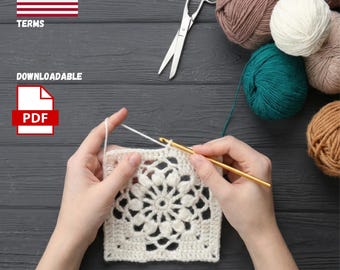 Blumenmuster Oma Quadrat Häkelmuster: Blumenmotiv (PDF Download)