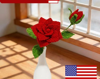 Afghan Single Rose Häkelanleitung: Amigurumi Flower (PDF Download)