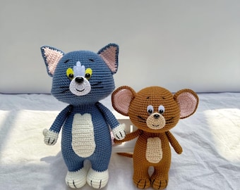 Tom and Jerry Crochet Pattern Bundle Inspired by Cat & Mouse Amigruimi Crochet Plush Toy Pattern (PDF Download)