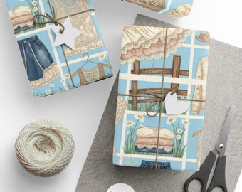 Papel de embrulho estilo shabby chic, embalagem de presente para roupas boho dos sonhos